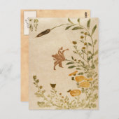日本クラシックの古ヴィンテージ浮世絵花芸 ポストカード (正面/裏面)
