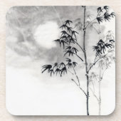 日本クラシックの墨絵の絵画芸術的な竹月 コースター (正面)