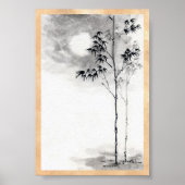 日本クラシックの墨絵の絵画芸術的な竹月 ポスター (正面)