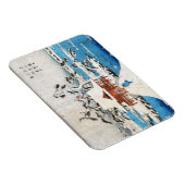 日本クールのヴィンテージ浮世絵神社雪 マグネット (右側)
