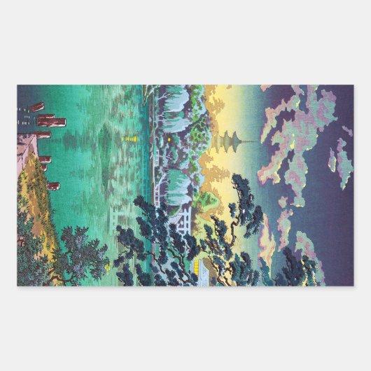 日本クールの上野不忍池土屋興一 長方形シール (正面)