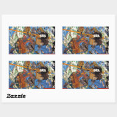 日本クールの伝説的な侍・山陰武術 長方形シール (シート)