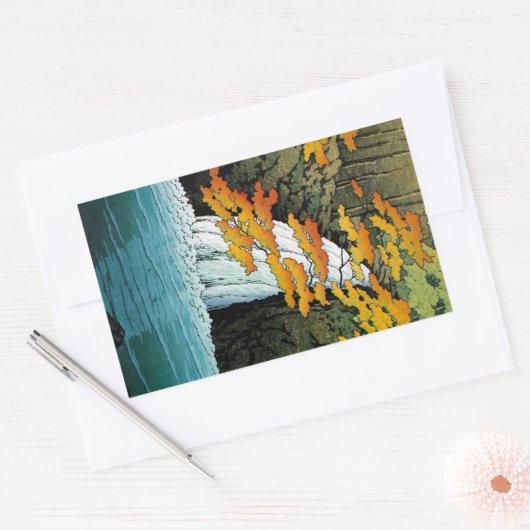 日本クールの川瀬千住の滝アート 長方形シール (封筒)