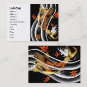 日本クールの金ゴールド幸運コイカープブラックインクウォーター 名刺 (正面/裏面)