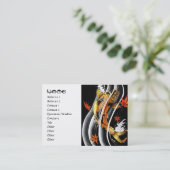 日本クールの金ゴールド幸運コイカープブラックインクウォーター 名刺 (スタンド正面)