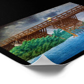 日本クールの雨橋河川林の川瀬美術 ポスター (角)