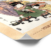 日本クールヴィンテージ浮世絵の女子供 ポスター (角)