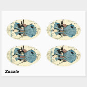 日本クールヴィンテージ浮世絵武士 楕円形シール (シート)