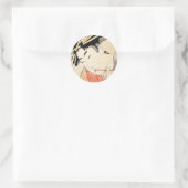 日本クールヴィンテージ浮世絵芸者ポートレート ラウンドシール (バッグ)