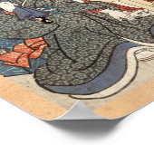 日本クールヴィンテージ浮世絵芸者古巻 ポスター (角)