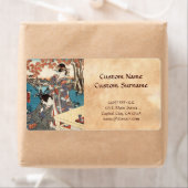 日本クールヴィンテージ浮世絵芸者古巻 ラベル (インサイチュ)