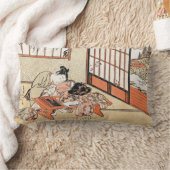 日本クールヴィンテージ浮世絵芸者絵巻 ランバークッション (ブランケット)