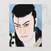 日本クール歌舞伎役者の侍の傷跡ポートレート ポストカード (正面)