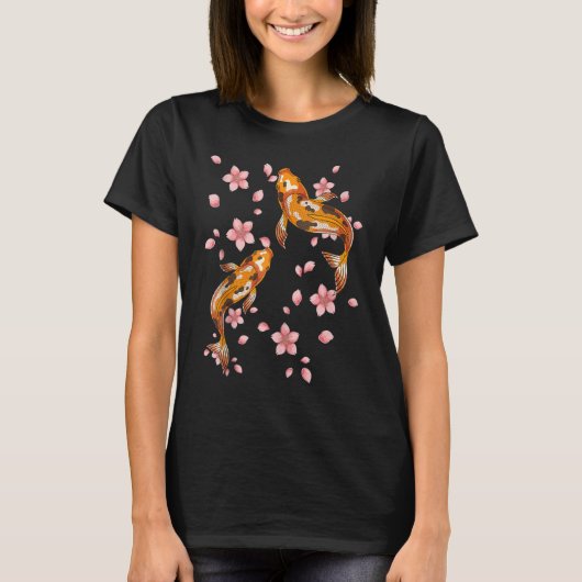 日本コイ日本の魚さくらんぼブロッサム31 Tシャツ (正面)