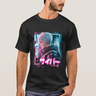 日本サイバーパンクアニメボーイキャラクター Tシャツ