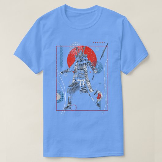 日本サムライアーマー刀レッドサークルジャパネ Tシャツ (デザイン正面)