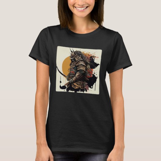 日本サムライレトロヴィンテージ剣士日本の Tシャツ (正面)