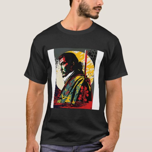 日本サムライレトロヴィンテージ剣士日本の Tシャツ (正面)