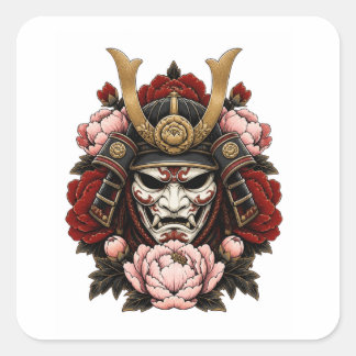 日本サムライ戦士の薔薇のタトゥーアート スクエアシール