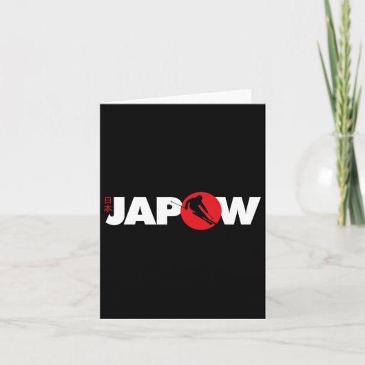 日本スキーシャツ日本パウダースキー日本の国旗 カード (正面)