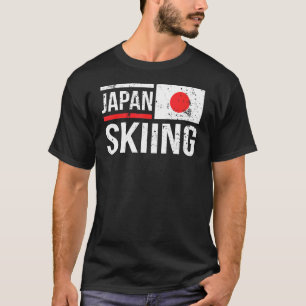 日本スキーヤー国旗のレーススノーマウンテン冬 Tシャツ