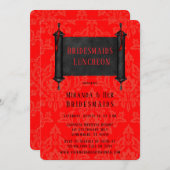 日本スクロール赤黒ダマスクブリデスメイド昼食会 招待状 (正面/裏面)