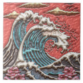 日本スタイル大波桜さくらんぼ花 タイル (正面)