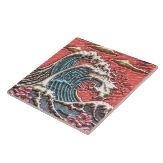 日本スタイル大波桜さくらんぼ花 タイル (側面)