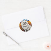 日本スピッツの犬のふわふわのエレガンス 🐾 かわいい冬 ラウンドシール (封筒)