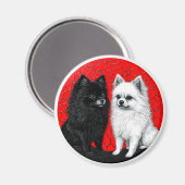 日本スピッツ犬 マグネット (正面/裏面)