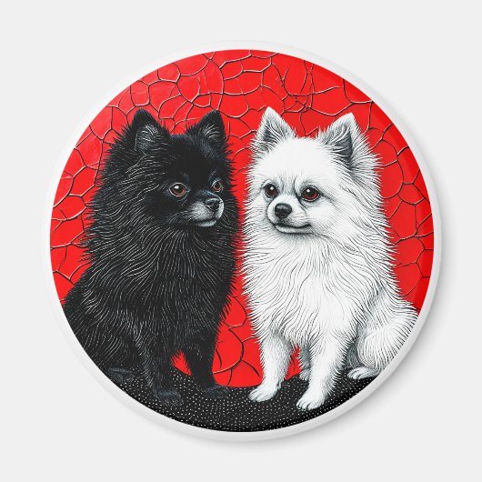 日本スピッツ犬 マグネット (正面)