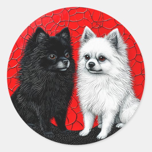 日本スピッツ犬 ラウンドシール (正面)