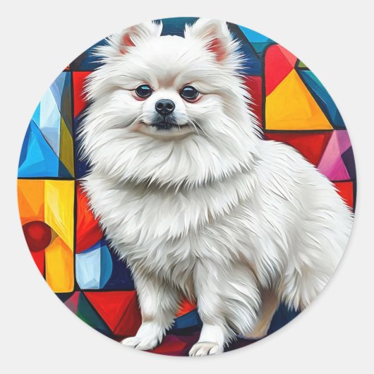 日本スピッツ犬 ラウンドシール (正面)