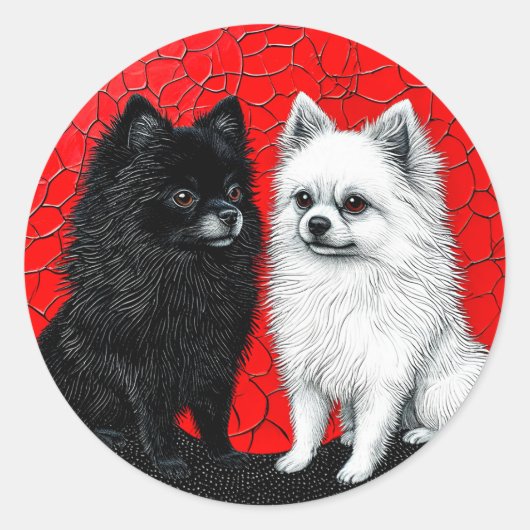 日本スピッツ犬 ラウンドシール (正面)