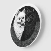 日本スピッツ犬 ラージ壁時計 (傾斜)