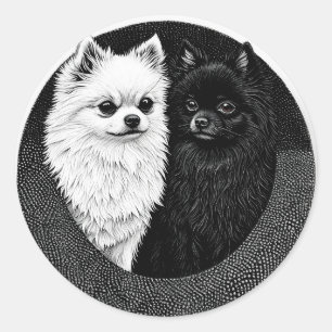 🐾 日本スピッツ 黒 白 かわいい ペット ラバー ラウンドシール
