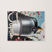 日本トレインヴィンテージ旅行ポスター。 ジグソーパズル (横)