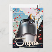 日本トレインヴィンテージ旅行ポスター。 ポストカード (正面/裏面)