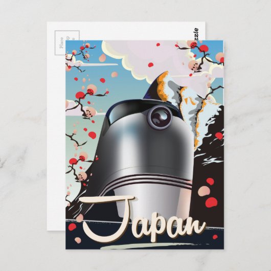 日本トレインヴィンテージ旅行ポスター。 ポストカード (正面/裏面)