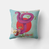 日本ドラゴンヴィンテージ旅行ポスター クッション (裏面)