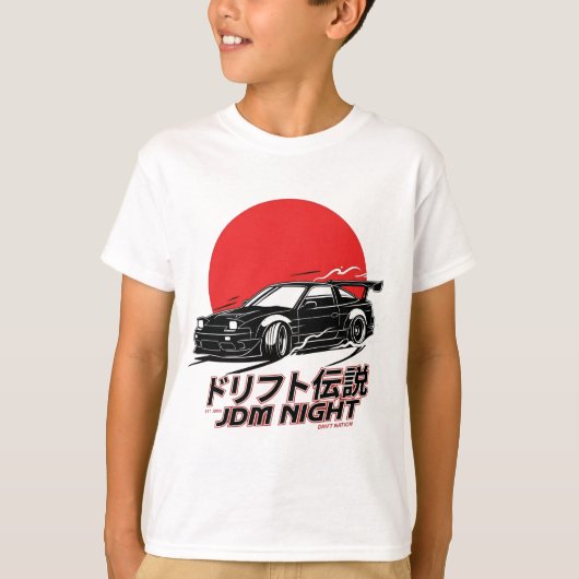 日本ドリフト文化ストリートレーシングの雰囲気 Tシャツ (正面)