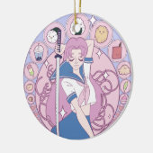 日本ピンクアニメ女子校生アールヌーボー セラミックオーナメント (左)