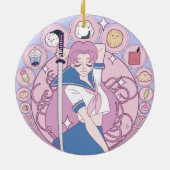 日本ピンクアニメ女子校生アールヌーボー セラミックオーナメント (裏面)
