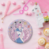 日本ピンクアニメ女子校生アールヌーボー ペーパープレート (パーティー)