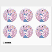 日本ピンクアニメ女子校生アールヌーボー ラウンドシール (シート)