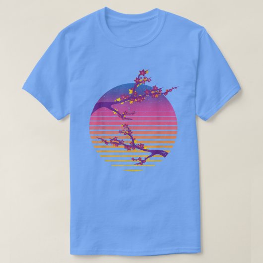 日本フラワー桜レトロ90sアートVAPORWAVEさくらんぼ Tシャツ (デザイン正面)