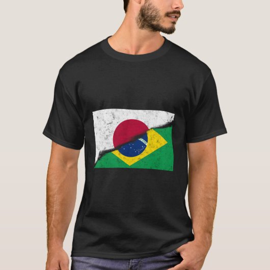 日本ブラジ日本のル国旗の誇りを持ったコンボM Tシャツ (正面)