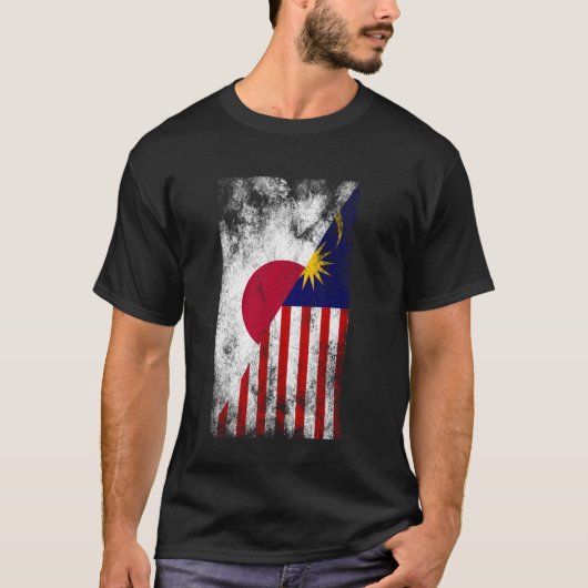 日本マレーシア国旗 – マレー日本のシア Tシャツ (正面)