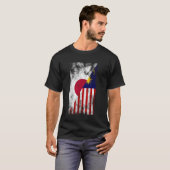 日本マレーシア国旗 – マレー日本のシア Tシャツ (正面フル)