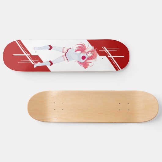 日本マンガの日本製アニメの女の子は旗の日本語で服を着ました スケートボード (横)